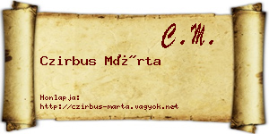 Czirbus Márta névjegykártya